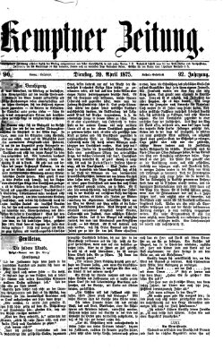 Kemptner Zeitung Dienstag 20. April 1875