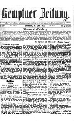Kemptner Zeitung Donnerstag 17. Juni 1875