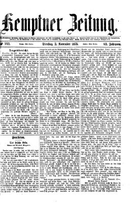 Kemptner Zeitung Dienstag 2. November 1875