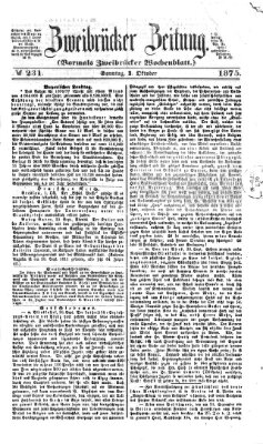 Zweibrücker Zeitung (Zweibrücker Wochenblatt) Sonntag 3. Oktober 1875