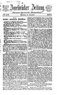 Zweibrücker Zeitung (Zweibrücker Wochenblatt) Samstag 18. Dezember 1875