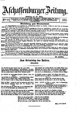 Aschaffenburger Zeitung Samstag 20. März 1875