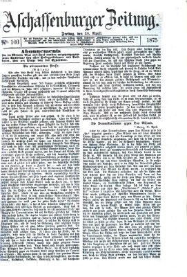 Aschaffenburger Zeitung Freitag 30. April 1875