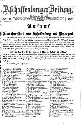 Aschaffenburger Zeitung Dienstag 15. Juni 1875