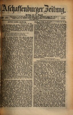 Aschaffenburger Zeitung Freitag 27. August 1875