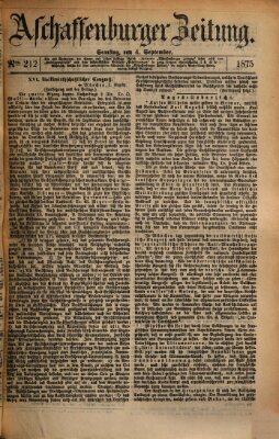 Aschaffenburger Zeitung Samstag 4. September 1875