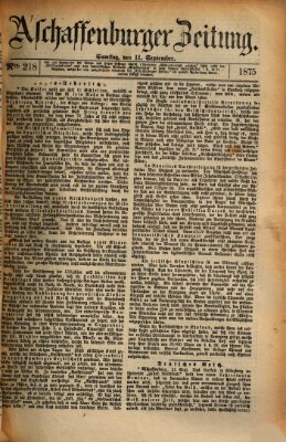 Aschaffenburger Zeitung Samstag 11. September 1875