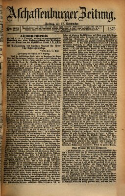 Aschaffenburger Zeitung Freitag 17. September 1875