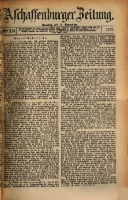 Aschaffenburger Zeitung Samstag 18. September 1875