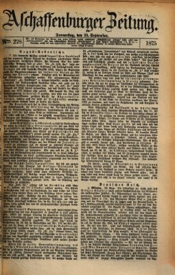 Aschaffenburger Zeitung Donnerstag 23. September 1875