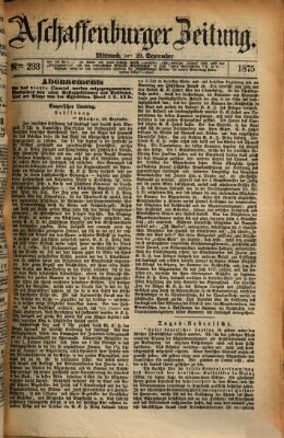 Aschaffenburger Zeitung Mittwoch 29. September 1875