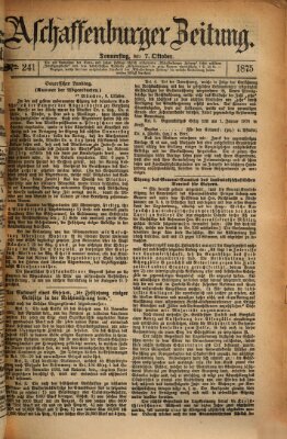 Aschaffenburger Zeitung Donnerstag 7. Oktober 1875