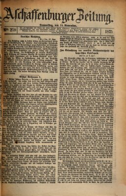 Aschaffenburger Zeitung Donnerstag 18. November 1875