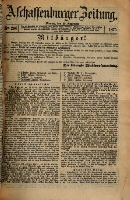 Aschaffenburger Zeitung Montag 29. November 1875