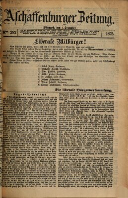 Aschaffenburger Zeitung Mittwoch 1. Dezember 1875