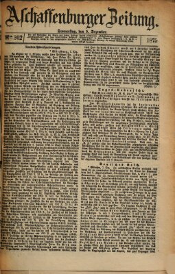 Aschaffenburger Zeitung Donnerstag 9. Dezember 1875