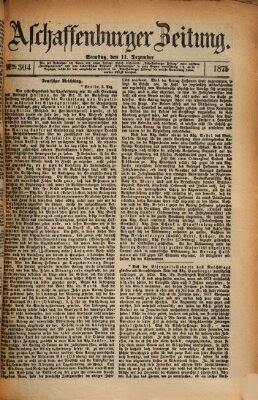 Aschaffenburger Zeitung Samstag 11. Dezember 1875