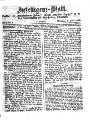 Aschaffenburger Zeitung. Intelligenz-Blatt : Beiblatt zur Aschaffenburger Zeitung ; zugleich amtlicher Anzeiger für die K. Bezirksämter Aschaffenburg, Alzenau und Obernburg (Aschaffenburger Zeitung) Dienstag 5. Januar 1875