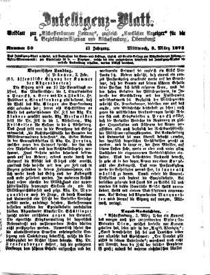 Aschaffenburger Zeitung. Intelligenz-Blatt : Beiblatt zur Aschaffenburger Zeitung ; zugleich amtlicher Anzeiger für die K. Bezirksämter Aschaffenburg, Alzenau und Obernburg (Aschaffenburger Zeitung) Mittwoch 3. März 1875