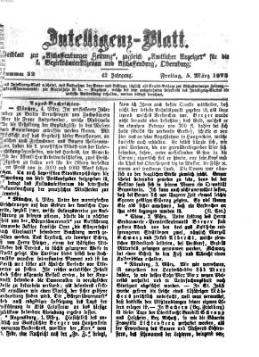 Aschaffenburger Zeitung. Intelligenz-Blatt : Beiblatt zur Aschaffenburger Zeitung ; zugleich amtlicher Anzeiger für die K. Bezirksämter Aschaffenburg, Alzenau und Obernburg (Aschaffenburger Zeitung) Freitag 5. März 1875