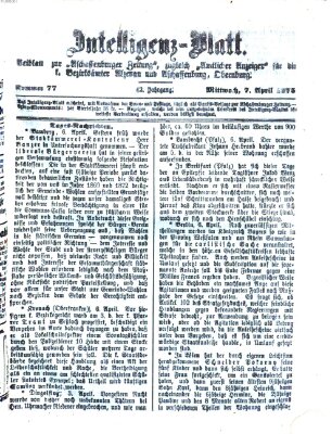 Aschaffenburger Zeitung. Intelligenz-Blatt : Beiblatt zur Aschaffenburger Zeitung ; zugleich amtlicher Anzeiger für die K. Bezirksämter Aschaffenburg, Alzenau und Obernburg (Aschaffenburger Zeitung) Mittwoch 7. April 1875