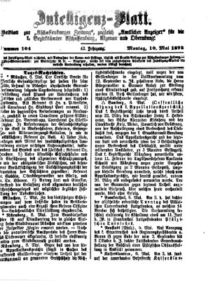 Aschaffenburger Zeitung. Intelligenz-Blatt : Beiblatt zur Aschaffenburger Zeitung ; zugleich amtlicher Anzeiger für die K. Bezirksämter Aschaffenburg, Alzenau und Obernburg (Aschaffenburger Zeitung) Montag 10. Mai 1875