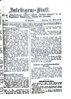 Aschaffenburger Zeitung. Intelligenz-Blatt : Beiblatt zur Aschaffenburger Zeitung ; zugleich amtlicher Anzeiger für die K. Bezirksämter Aschaffenburg, Alzenau und Obernburg (Aschaffenburger Zeitung) Freitag 14. Mai 1875