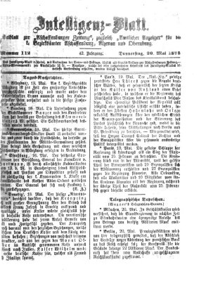 Aschaffenburger Zeitung. Intelligenz-Blatt : Beiblatt zur Aschaffenburger Zeitung ; zugleich amtlicher Anzeiger für die K. Bezirksämter Aschaffenburg, Alzenau und Obernburg (Aschaffenburger Zeitung) Donnerstag 20. Mai 1875