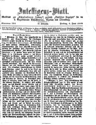 Aschaffenburger Zeitung. Intelligenz-Blatt : Beiblatt zur Aschaffenburger Zeitung ; zugleich amtlicher Anzeiger für die K. Bezirksämter Aschaffenburg, Alzenau und Obernburg (Aschaffenburger Zeitung) Freitag 4. Juni 1875