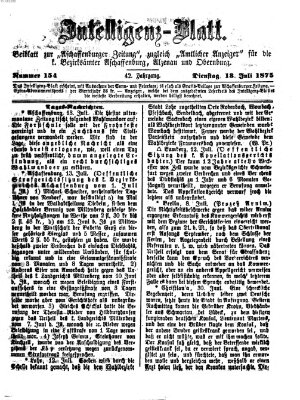 Aschaffenburger Zeitung. Intelligenz-Blatt : Beiblatt zur Aschaffenburger Zeitung ; zugleich amtlicher Anzeiger für die K. Bezirksämter Aschaffenburg, Alzenau und Obernburg (Aschaffenburger Zeitung) Dienstag 13. Juli 1875
