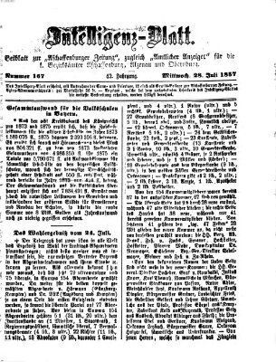 Aschaffenburger Zeitung. Intelligenz-Blatt : Beiblatt zur Aschaffenburger Zeitung ; zugleich amtlicher Anzeiger für die K. Bezirksämter Aschaffenburg, Alzenau und Obernburg (Aschaffenburger Zeitung) Mittwoch 28. Juli 1875