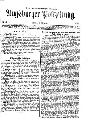 Augsburger Postzeitung Freitag 5. Februar 1875