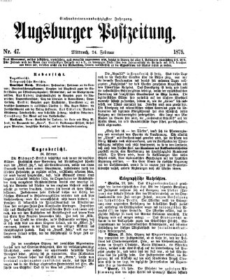 Augsburger Postzeitung Mittwoch 24. Februar 1875