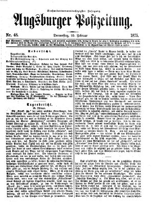 Augsburger Postzeitung Donnerstag 25. Februar 1875