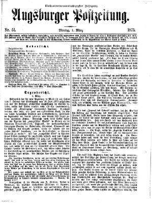 Augsburger Postzeitung Montag 1. März 1875