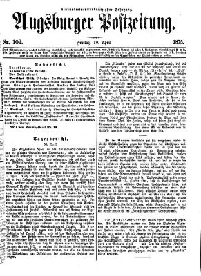 Augsburger Postzeitung Freitag 30. April 1875