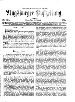 Augsburger Postzeitung Donnerstag 19. August 1875