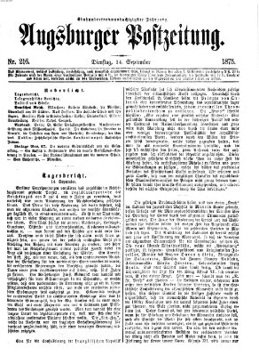 Augsburger Postzeitung Dienstag 14. September 1875