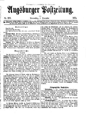 Augsburger Postzeitung Donnerstag 2. Dezember 1875