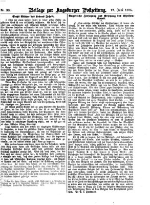 Augsburger Postzeitung. Beilage zur Augsburger Postzeitung (Augsburger Postzeitung) Donnerstag 17. Juni 1875