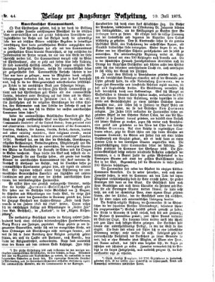 Augsburger Postzeitung. Beilage zur Augsburger Postzeitung (Augsburger Postzeitung) Dienstag 20. Juli 1875