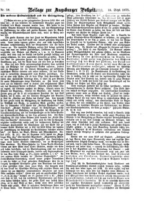 Augsburger Postzeitung. Beilage zur Augsburger Postzeitung (Augsburger Postzeitung) Samstag 18. September 1875