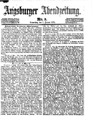 Augsburger Abendzeitung Donnerstag 7. Januar 1875