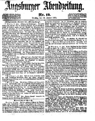 Augsburger Abendzeitung Dienstag 12. Januar 1875