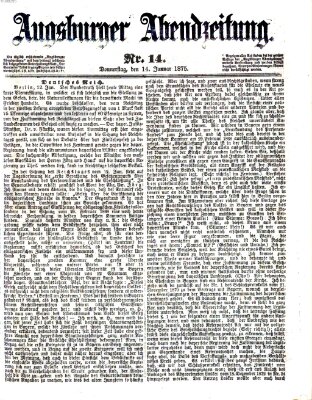 Augsburger Abendzeitung Donnerstag 14. Januar 1875