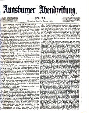 Augsburger Abendzeitung Donnerstag 21. Januar 1875