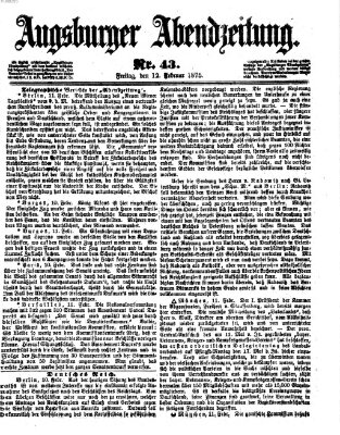 Augsburger Abendzeitung Freitag 12. Februar 1875