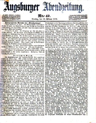 Augsburger Abendzeitung Dienstag 16. Februar 1875