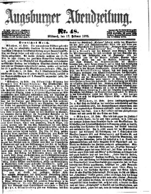 Augsburger Abendzeitung Mittwoch 17. Februar 1875