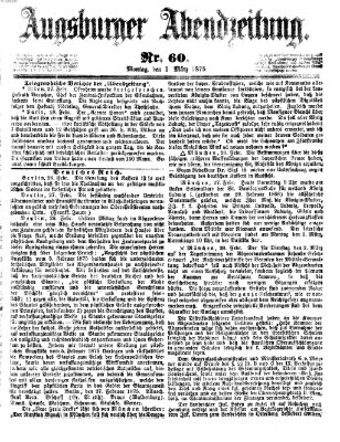 Augsburger Abendzeitung Montag 1. März 1875